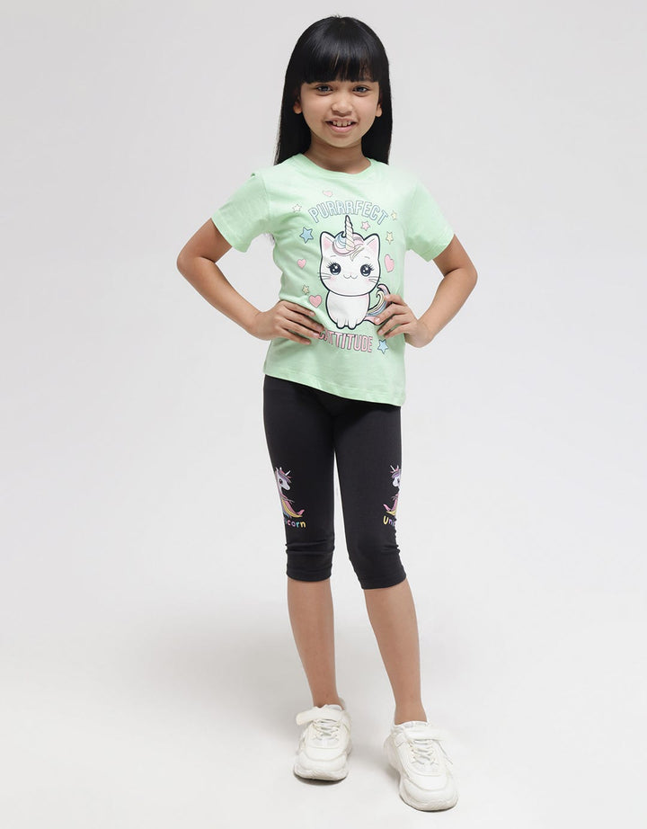 Little M Purrfect Cattitude Kaos Anak Perempuan