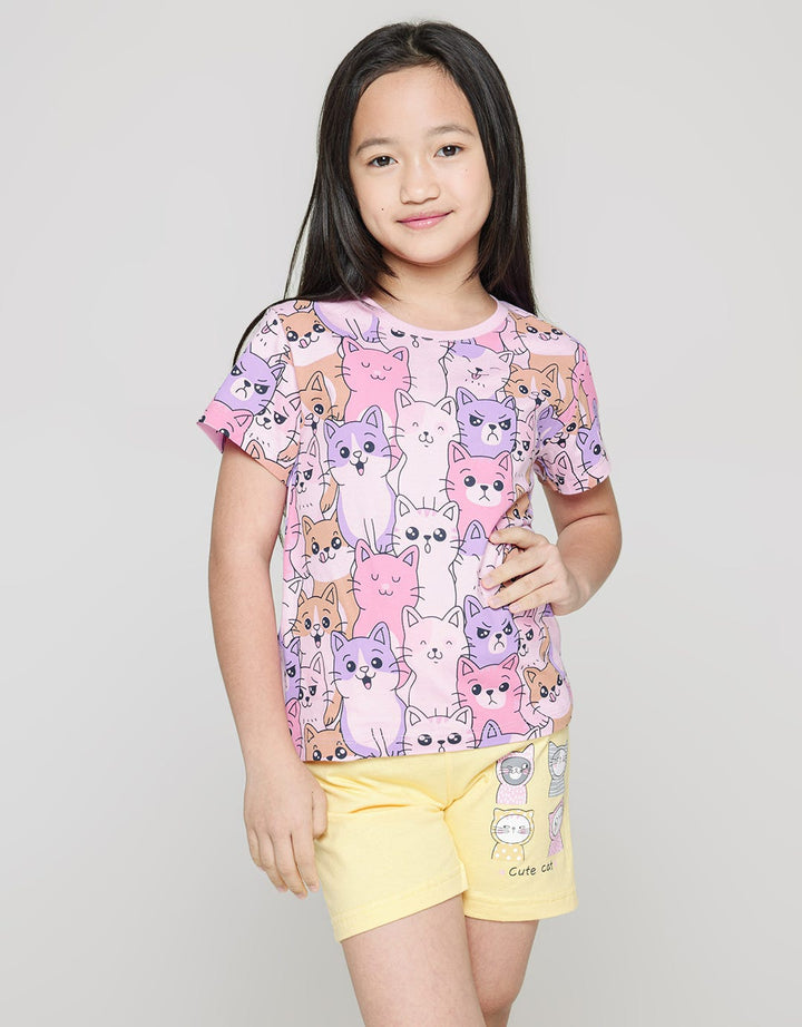 Little M Short Sleeve T-Shirt Print Kucing