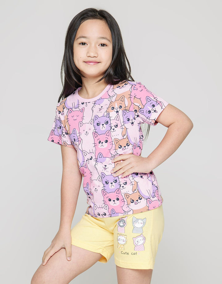 Little M Short Sleeve T-Shirt Print Kucing