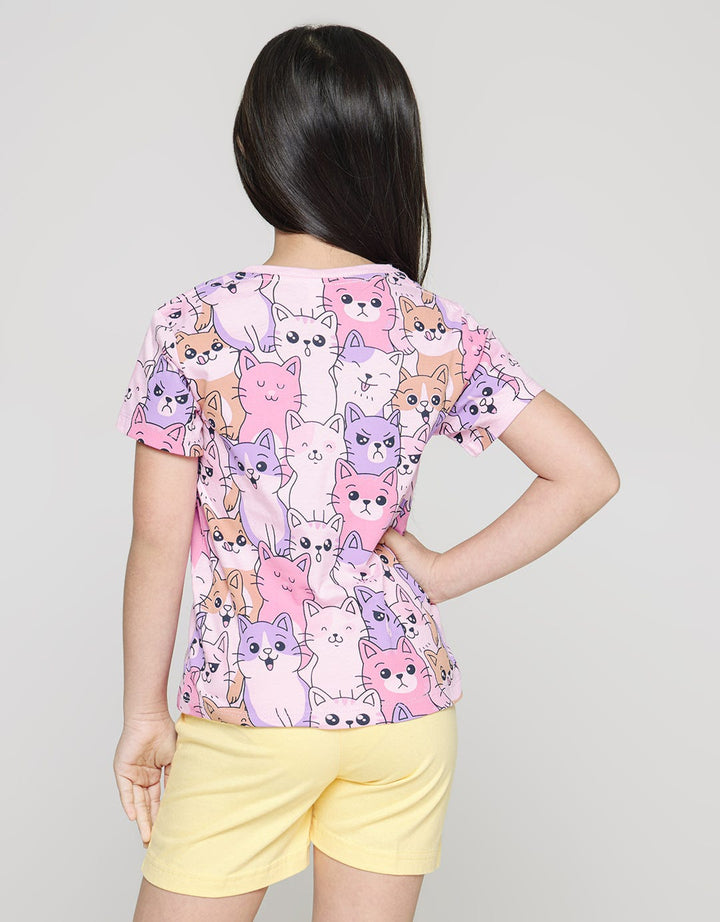 Little M Short Sleeve T-Shirt Print Kucing