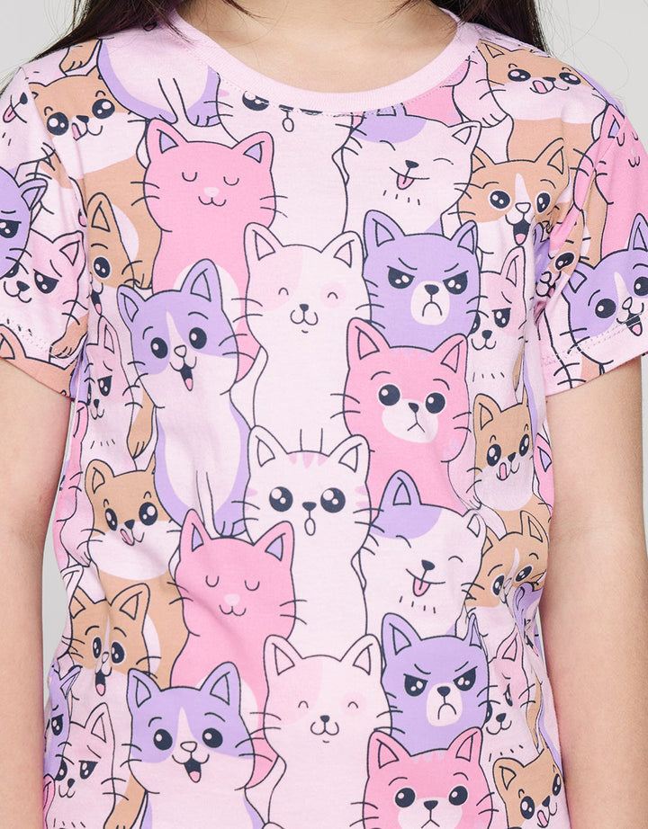 Little M Short Sleeve T-Shirt Print Kucing