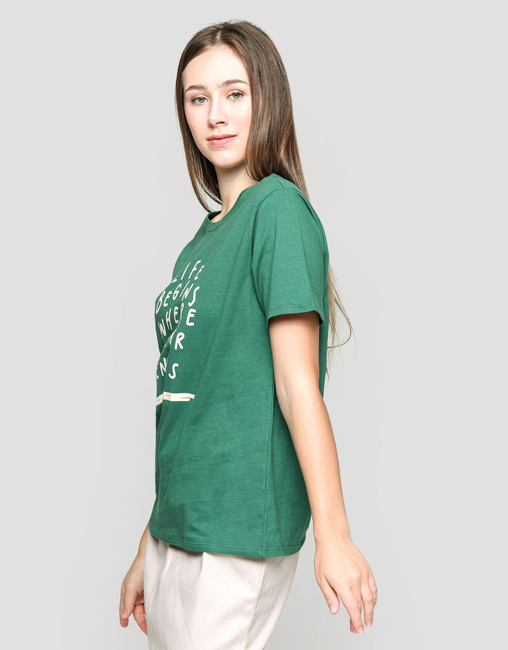 Nevada Life Begins Casual Print Kaos Wanita