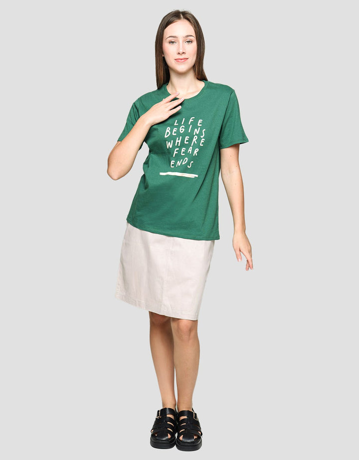 Nevada Life Begins Casual Print Kaos Wanita