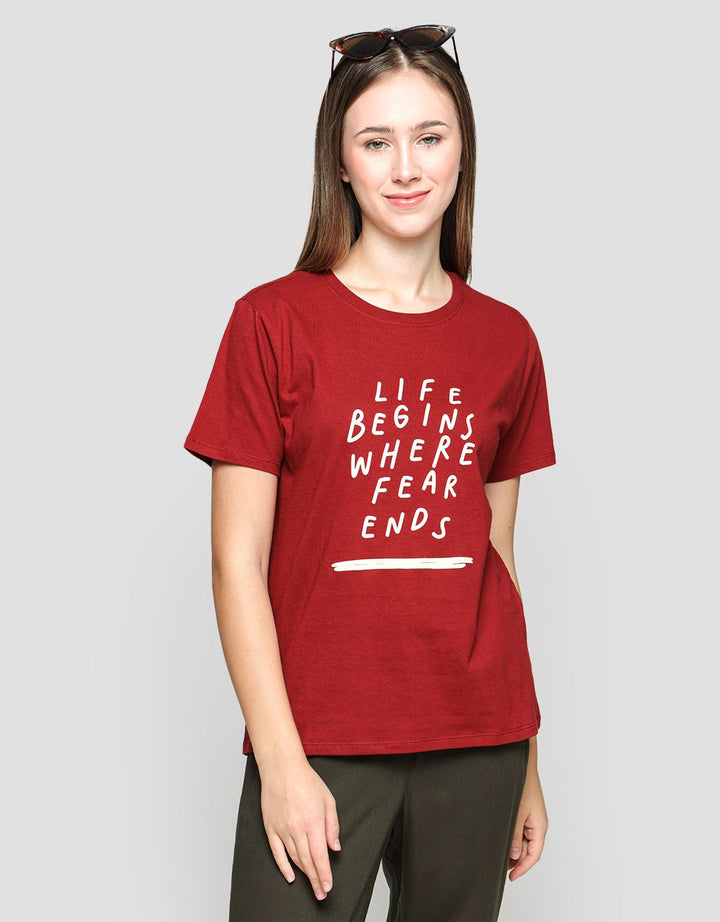 Nevada Life Begins Casual Print Kaos Wanita