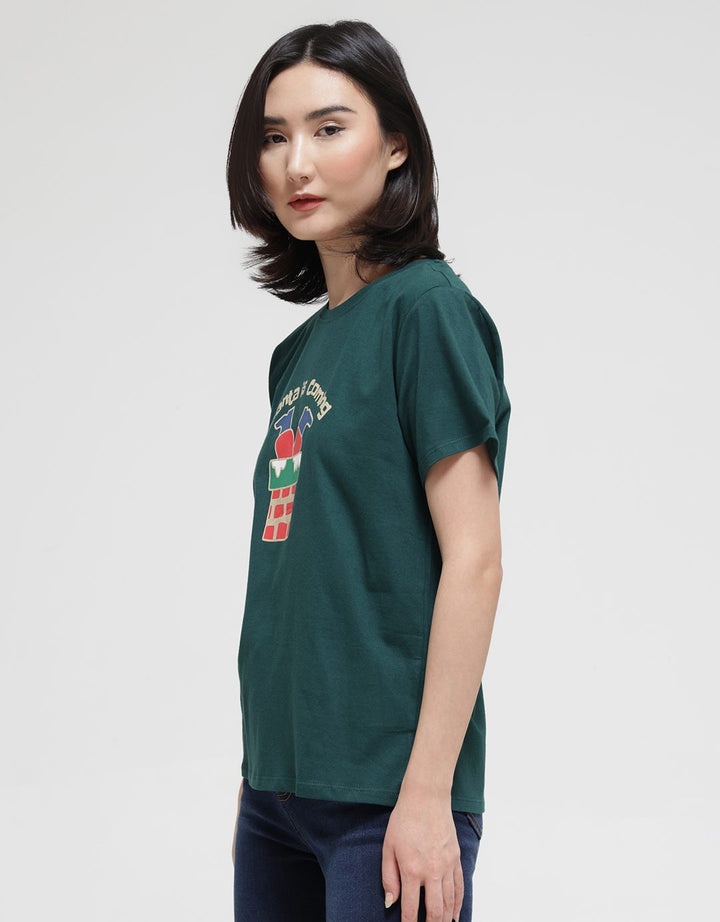 Nevada Santa Coming Xmas Kaos Wanita