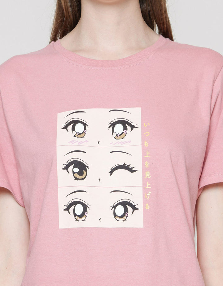 Nevada Kaos Lengan Pendek Wanita Print Anime 3 Eyes