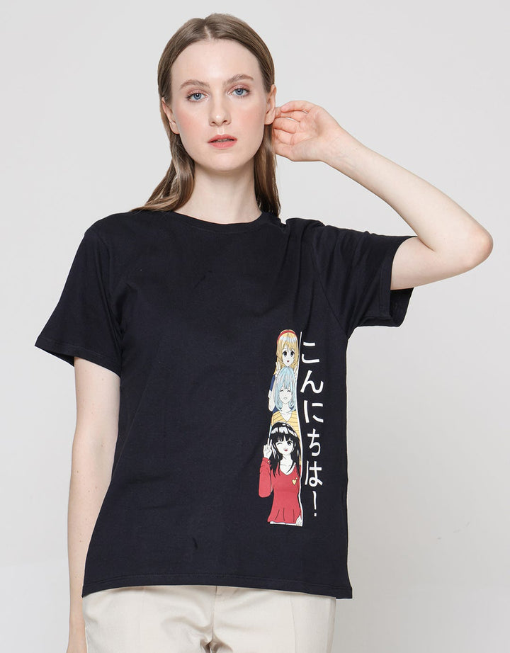 Nevada Anime Hello Kaos Lengan Pendek Wanita