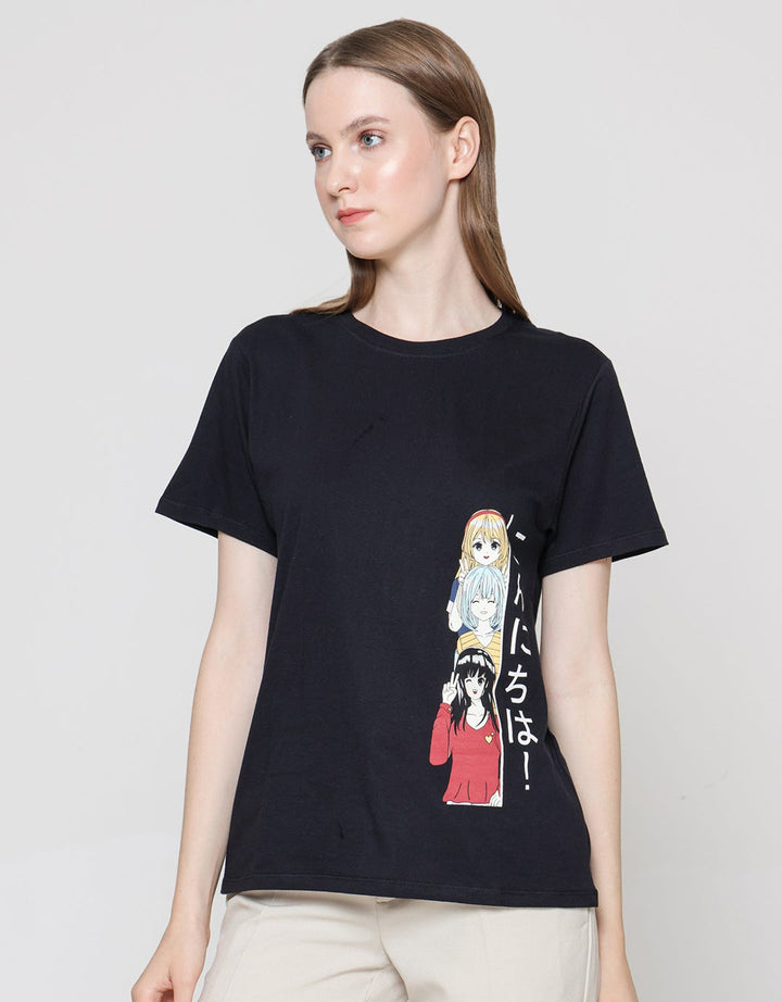 Nevada Anime Hello Kaos Lengan Pendek Wanita