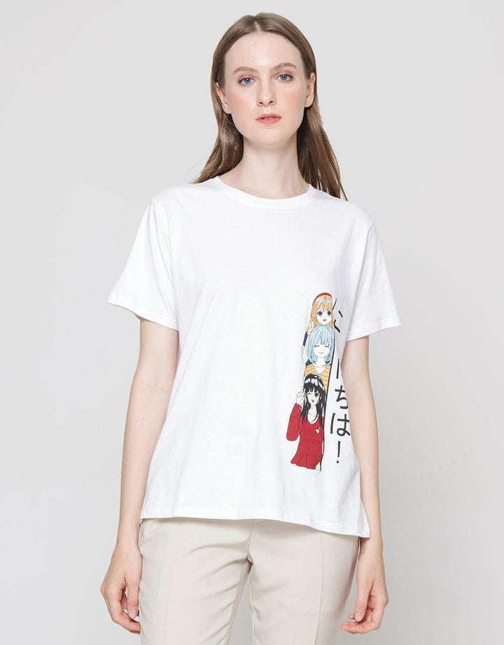 Nevada Anime Hello Kaos Lengan Pendek Wanita