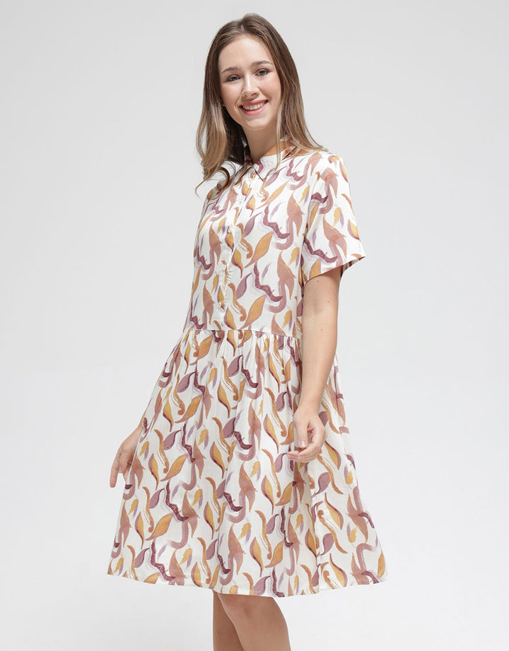 St. Yves Short Sleeve Midi Dress Wave Lines