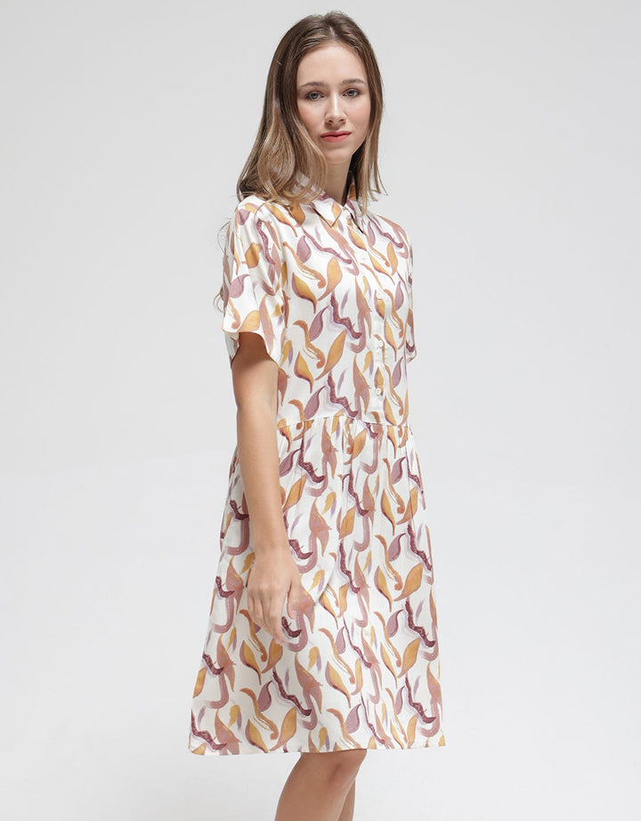 St. Yves Short Sleeve Midi Dress Wave Lines