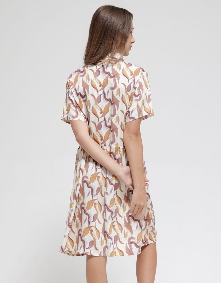St. Yves Short Sleeve Midi Dress Wave Lines