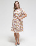 St. Yves Short Sleeve Midi Dress Wave Lines