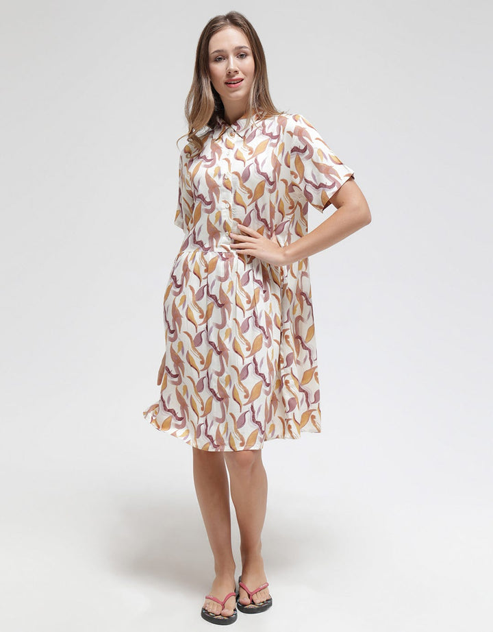 St. Yves Short Sleeve Midi Dress Wave Lines