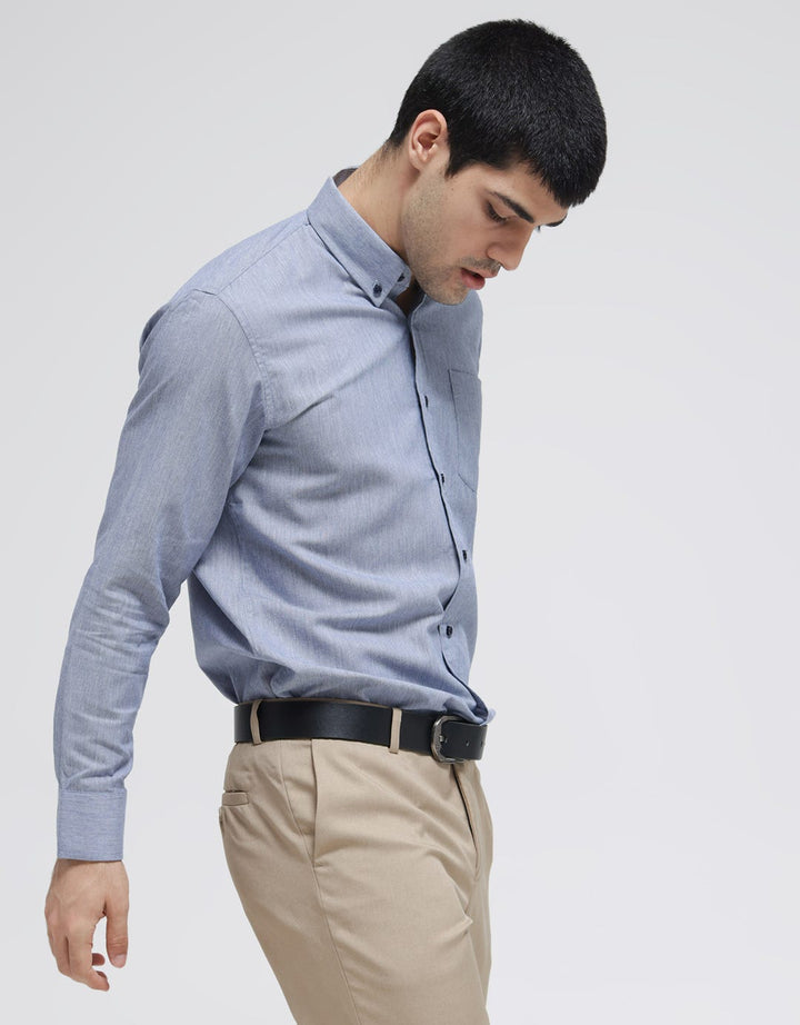 Stanley Adams Long Sleeve Shirt Slim Dobby Filafil Slub Cvc