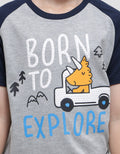 Little M Top-Bottom Setelan Pakaian Print Born To Explore