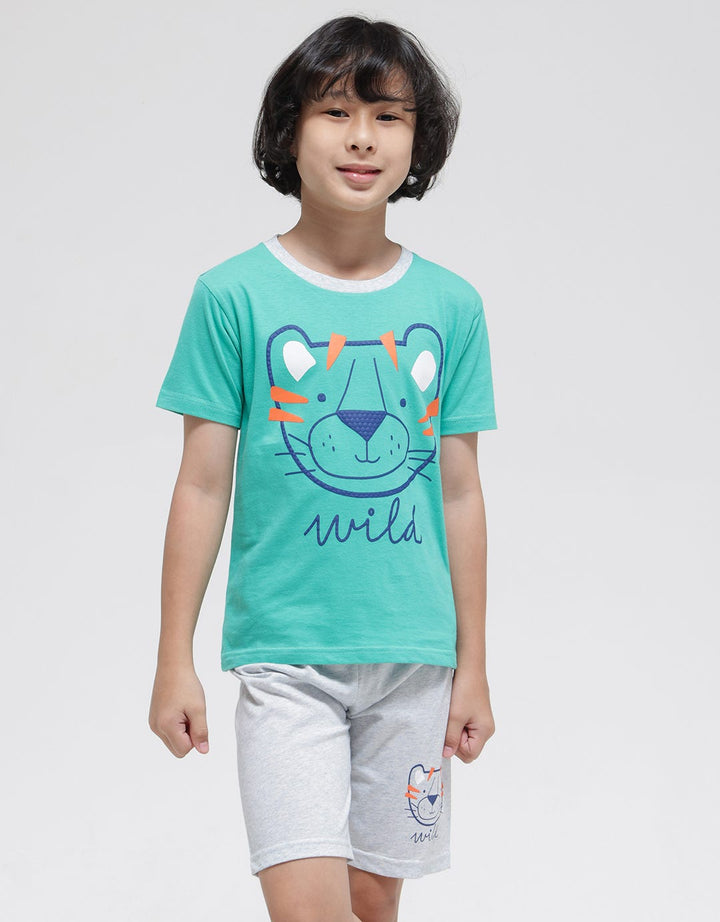 Little M Top-Bottom Setelan Pakaian Print T-Shirt Wild