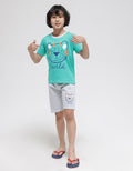 Little M Top-Bottom Setelan Pakaian Print T-Shirt Wild