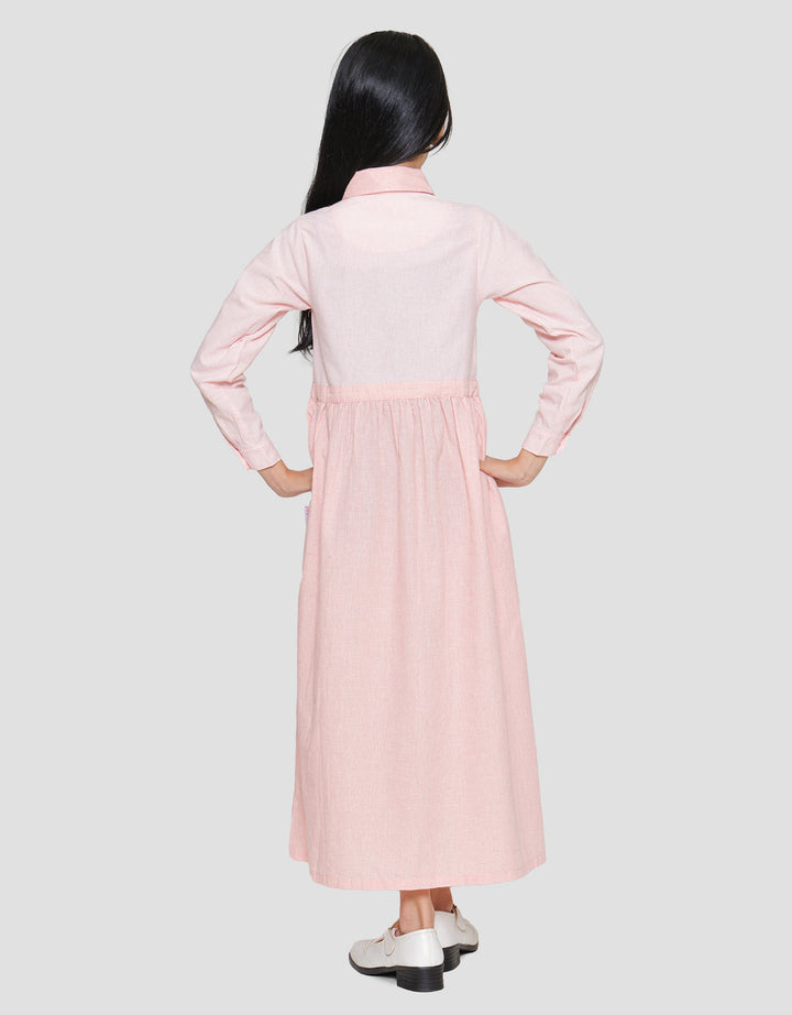 Cardinal Kids Girl Flower Button Detail Gamis Anak Gadis