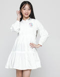 Aero Long Sleeve Midi Dress Woven Embroidered Unicorn Chest
