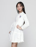 Aero Long Sleeve Midi Dress Woven Embroidered Unicorn Chest