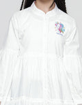 Aero Long Sleeve Midi Dress Woven Embroidered Unicorn Chest