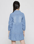 Aero Long Sleeve Midi Dress Denim Love Bordir