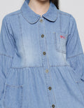 Aero Long Sleeve Midi Dress Denim Love Bordir