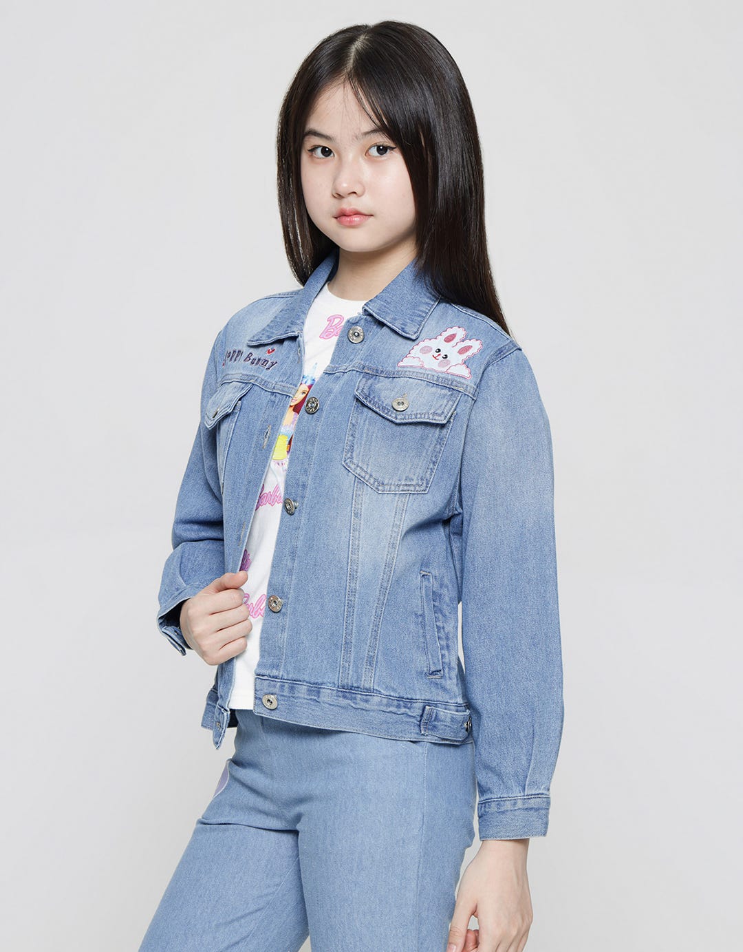 Aero Happy Bunny Jaket Denim Anak Perempuan