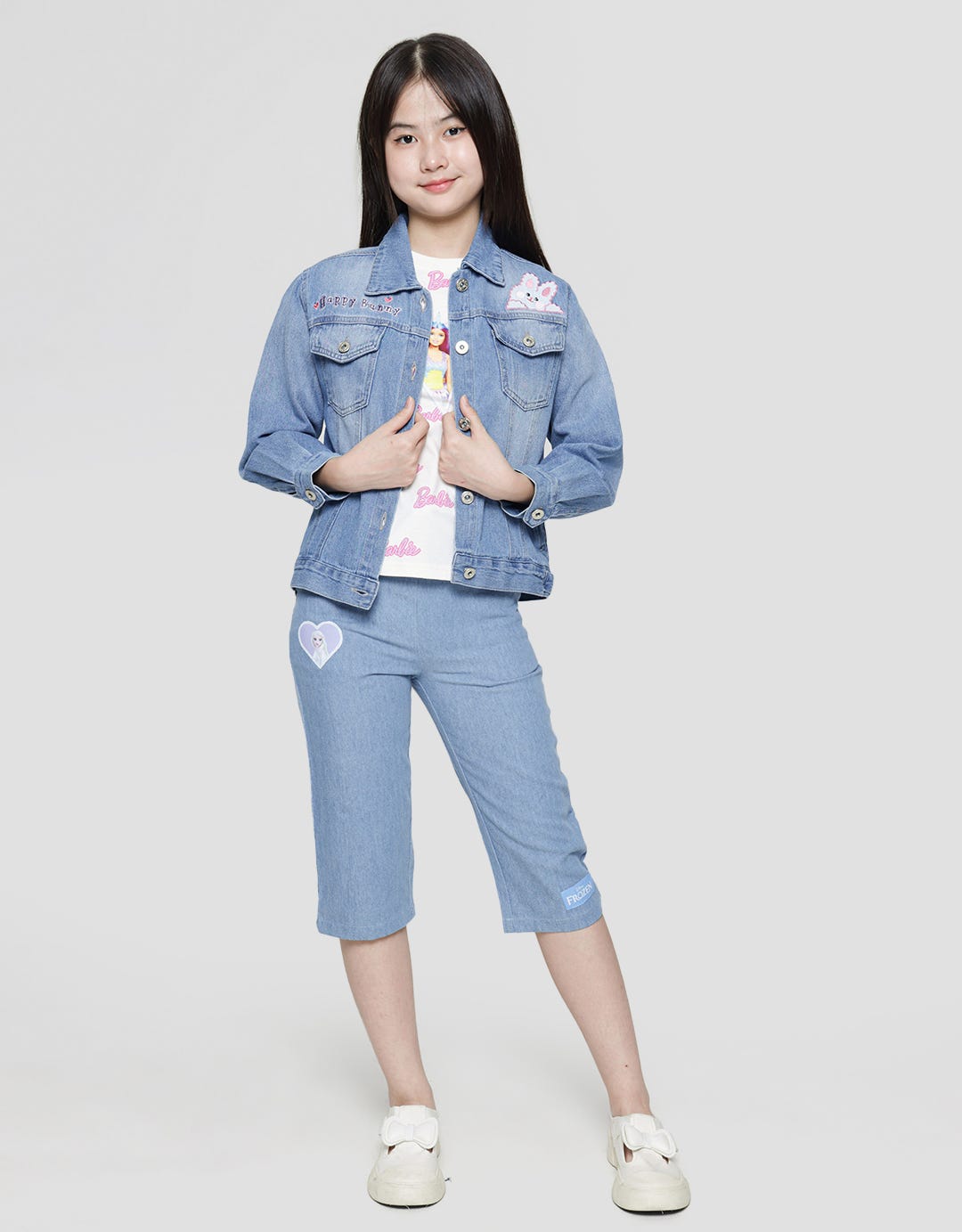 Aero Happy Bunny Jaket Denim Anak Perempuan