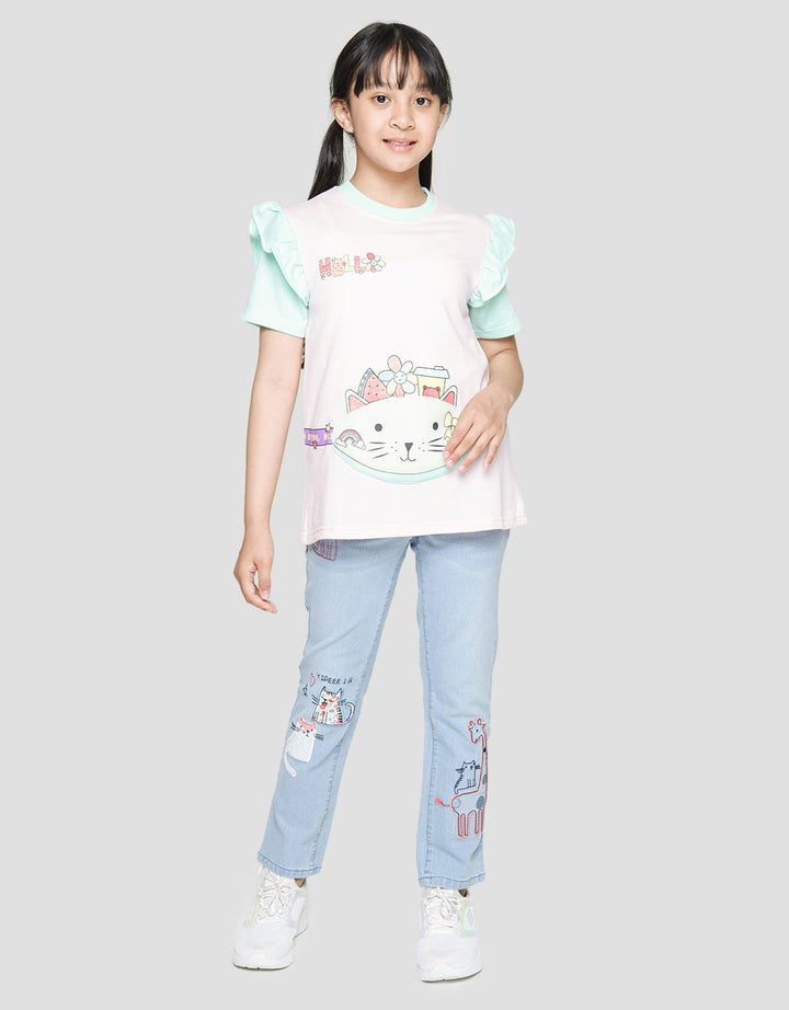 Aero Color Block Cat Girls T-Shirt