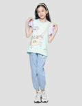 Aero Color Block Unicorn Waist Bag Kaos Lengan Pendek Anak Perempuan