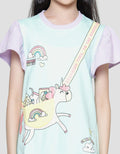 Aero Color Block Unicorn Waist Bag Kaos Lengan Pendek Anak Perempuan