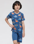 Little M Top-Bottom Setelan Pakaian Print Print Dino