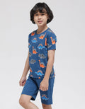 Little M Top-Bottom Setelan Pakaian Print Print Dino