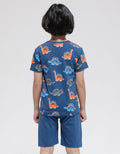 Little M Top-Bottom Setelan Pakaian Print Print Dino