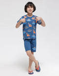 Little M Top-Bottom Setelan Pakaian Print Print Dino
