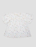 Little M Short Sleeve Shirt Blouse Ballon Sleeves Print Bunga