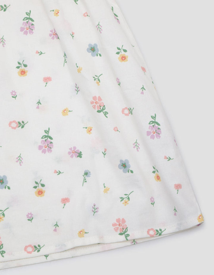 Little M Short Sleeve Shirt Blouse Ballon Sleeves Print Bunga