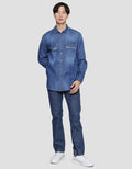 Gab's Kemeja Lengan Panjang Medium Blue Pria