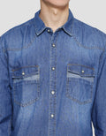 Gab's Kemeja Lengan Panjang Medium Blue Pria