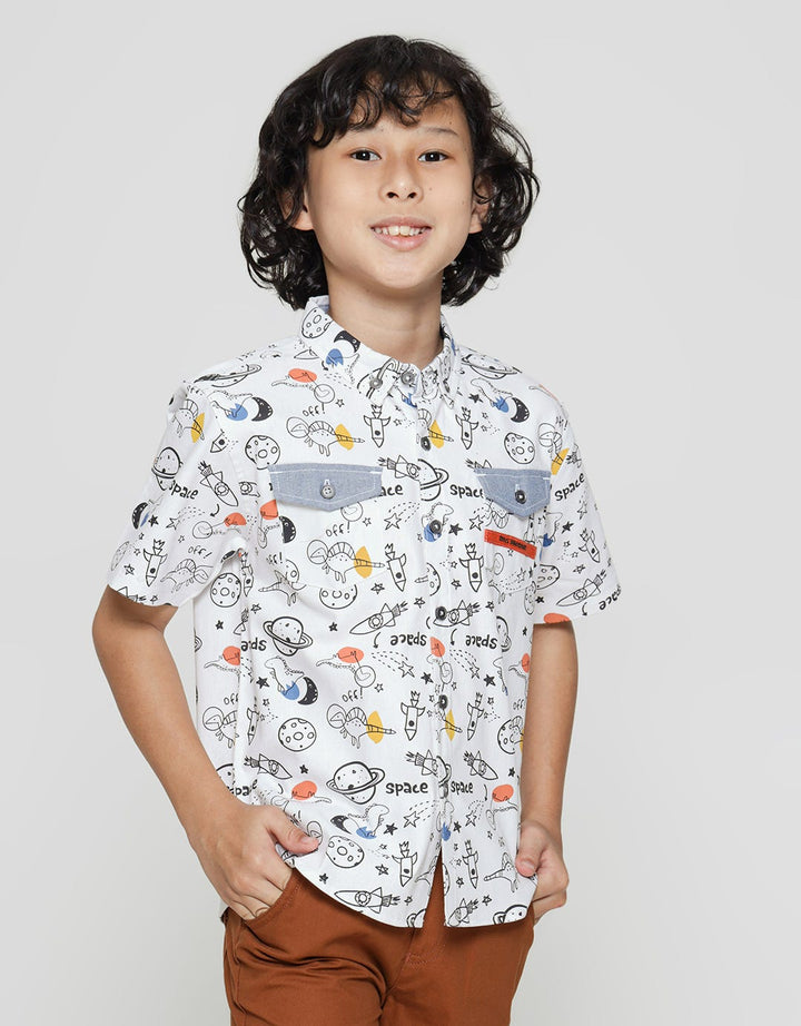 Little M Short Sleeve Shirt Fullprint Space Dino