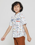 Little M Short Sleeve Shirt Fullprint Space Dino