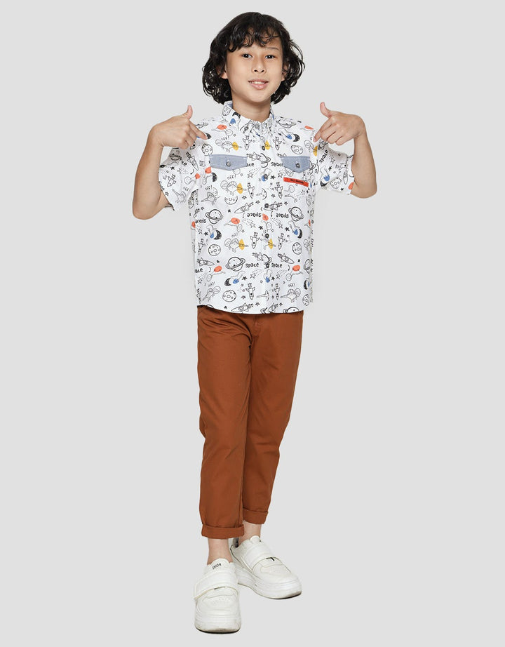Little M Short Sleeve Shirt Fullprint Space Dino