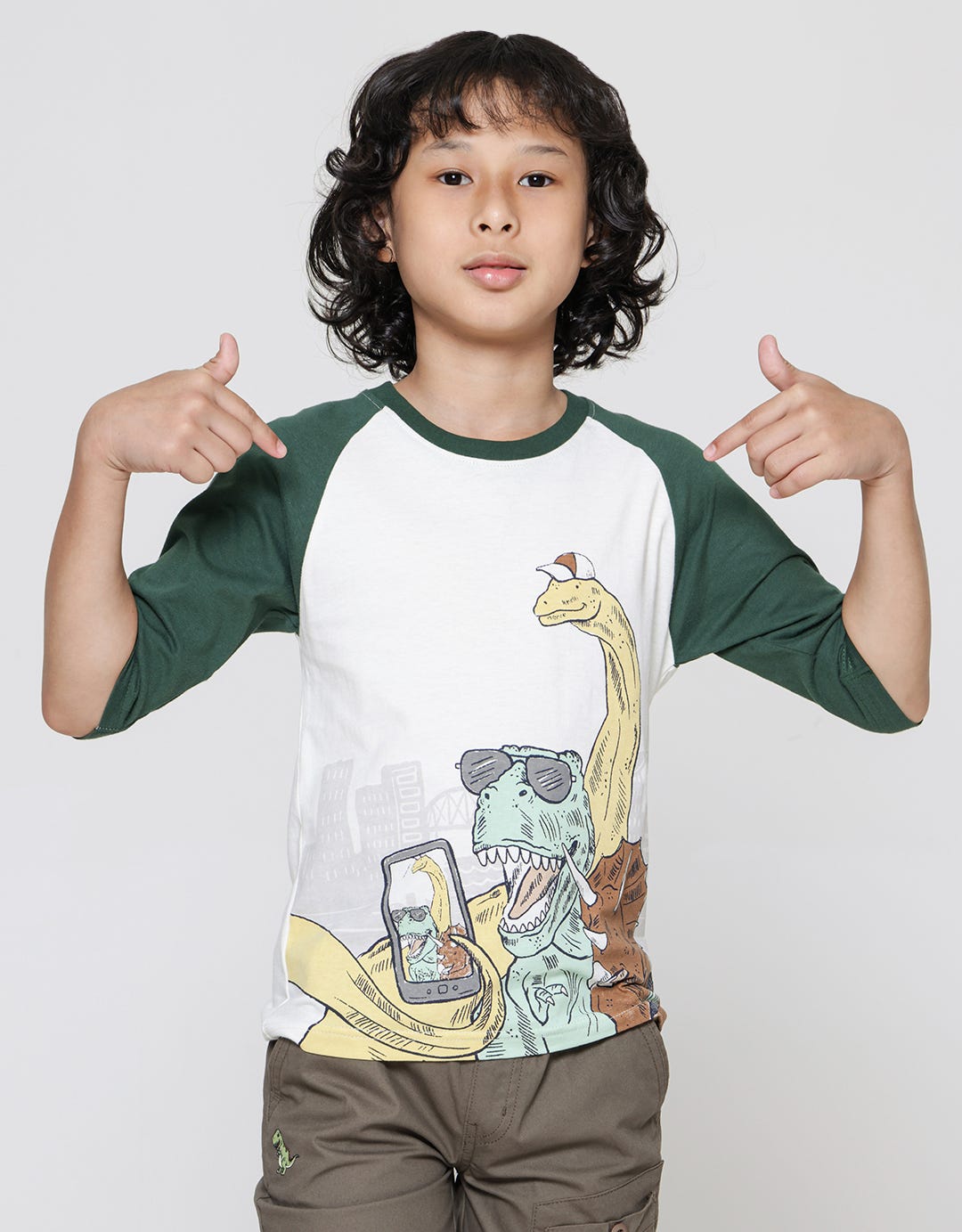 Little M Boys 3/4 Raglan T-Shirt Dino Print