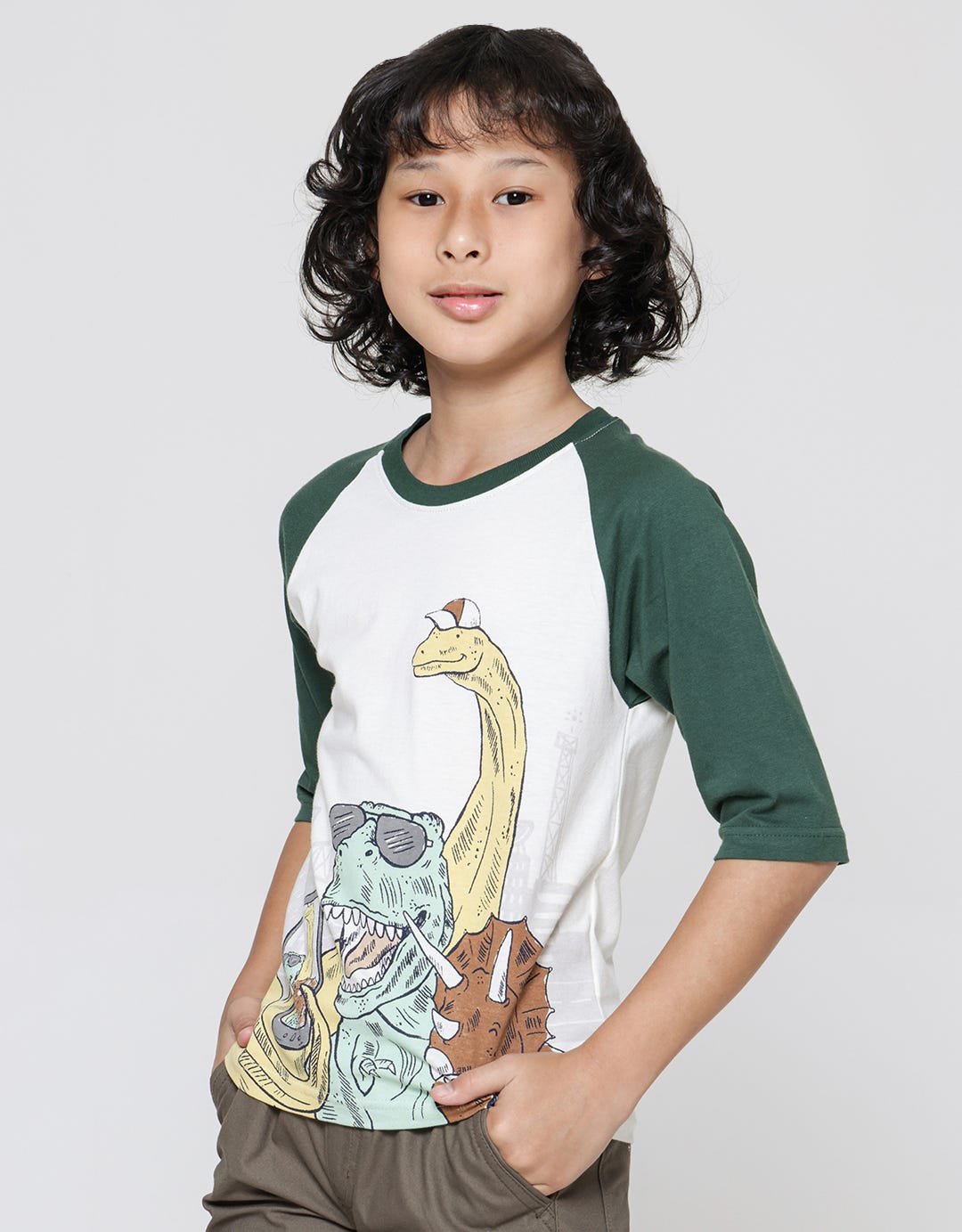 Little M Boys 3/4 Raglan T-Shirt Dino Print