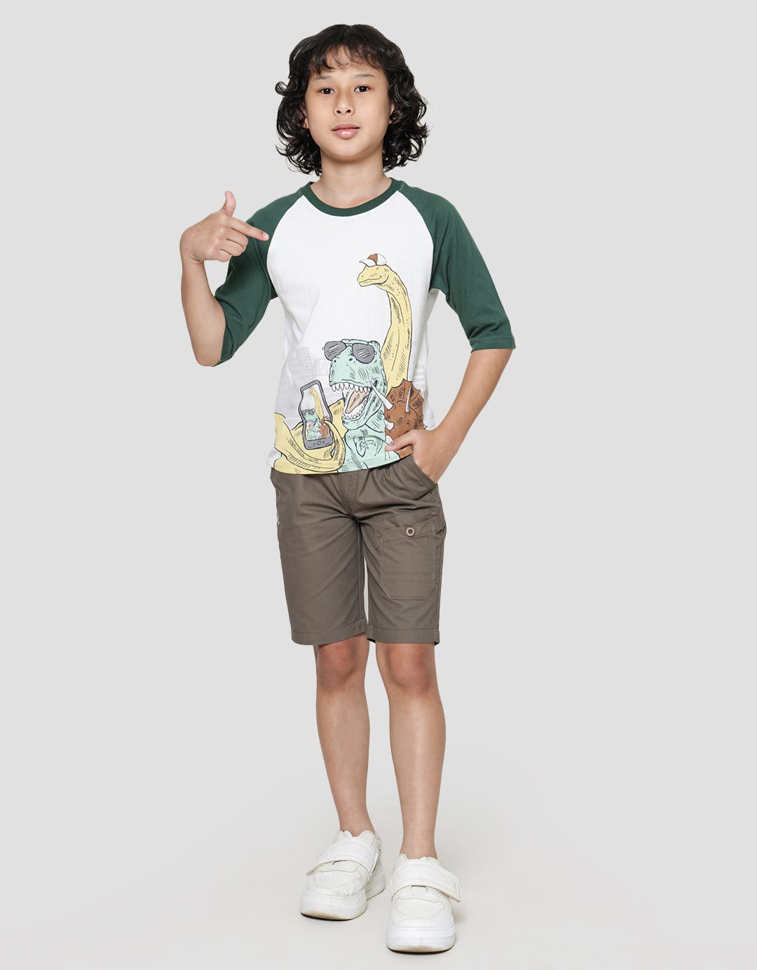 Little M Boys 3/4 Raglan T-Shirt Dino Print