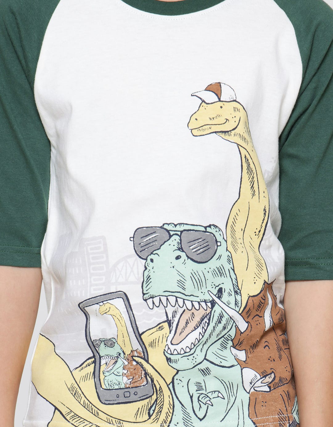 Little M Boys 3/4 Raglan T-Shirt Dino Print