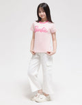 Barbie Short Sleeve T-Shirt Print Barbie Stripe Logo