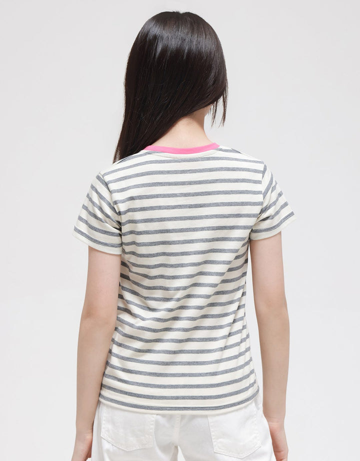 Barbie Short Sleeve T-Shirt Stripe Friends Make Life Sweet